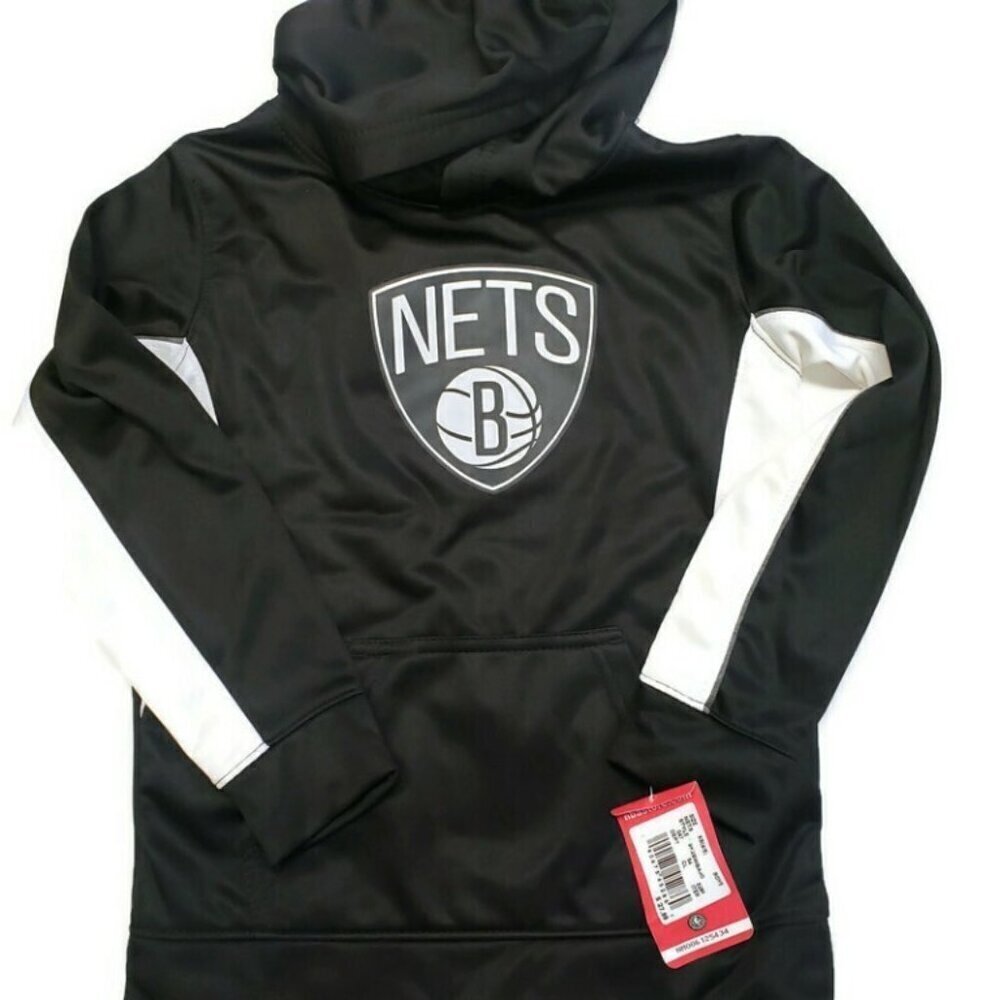 NBA Brooklyn Nets Boys Size XS (4/5) Youth Kids Pullover Hoodie Black - Picture 1 of 5